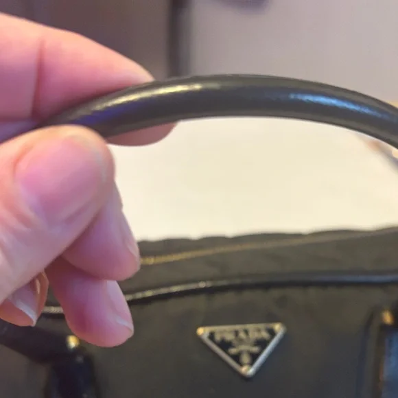 Prada $25 start Vintage Black Nylon Tote with Gold Accents - Picture 6 of 17